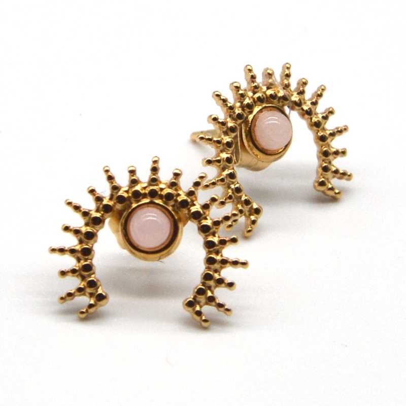 Επιχρυσωμένα αχάτη σκουλαρίκια, γυναικεία σκουλαρίκια από ανοξείδωτο ατσάλι και εργοστάσιο επεξεργασίας κοσμημάτων της Κίνας Ru...