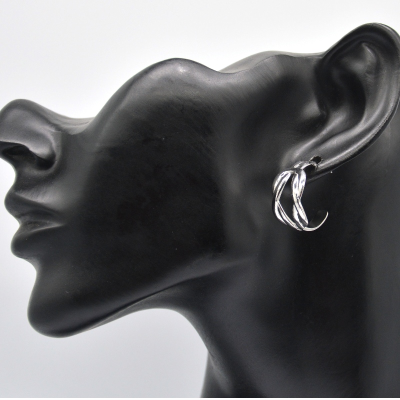 Ασημένια Σκουλαρίκια Διπλό Σχήμα Στρογγυλό Κύκλο Σκουλαρίκια Δήλωση για Κορίτσια Κομψά Κοσμήματα Σκουλαρίκια Κοσμήματα Κίνα Ruif...