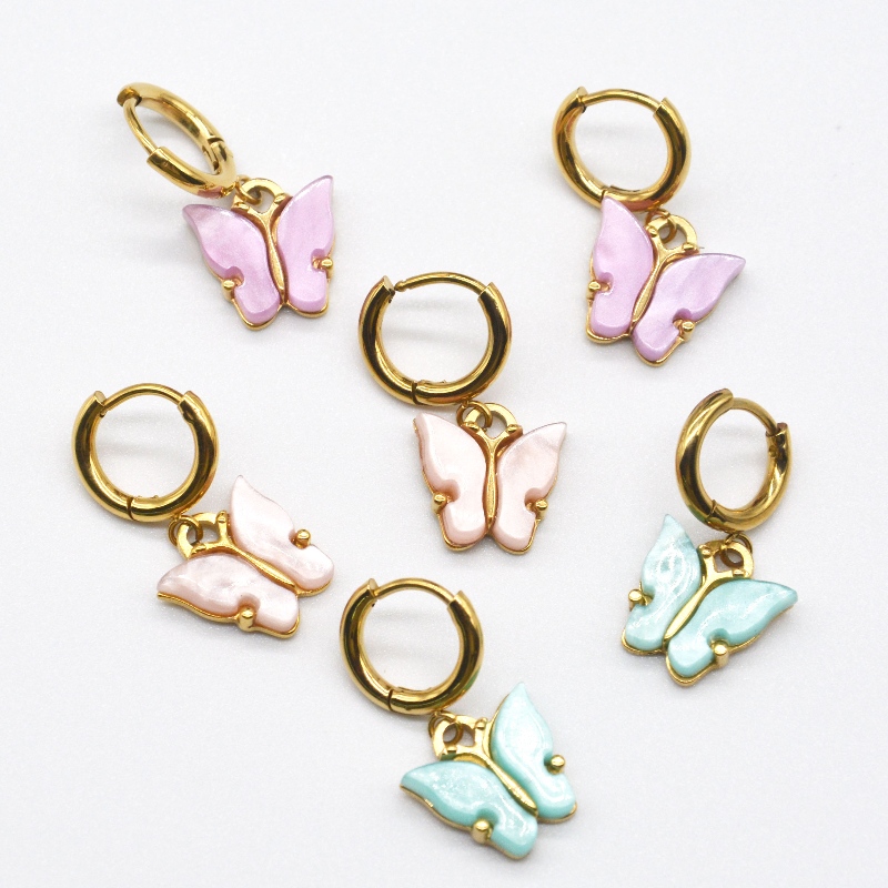 Θηλυκά σκουλαρίκια πεταλούδας, πολύχρωμα κοσμήματα πεταλούδας, θηλυκά χρυσά κρεμαστά σκουλαρίκια, γυναίκες χριστουγεννιάτικα δ...