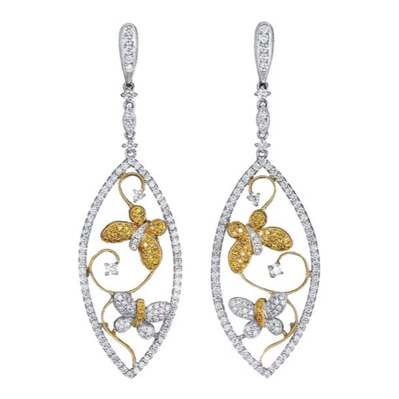 Δαιμόνια με φύλλα, μοναδικά σκουλαρίκια με πεταλούδα, φτερά πεταλούδα, διαμαντένια σκουλαρίκια από έντομο, σκουλαρίκια με διαμαν...