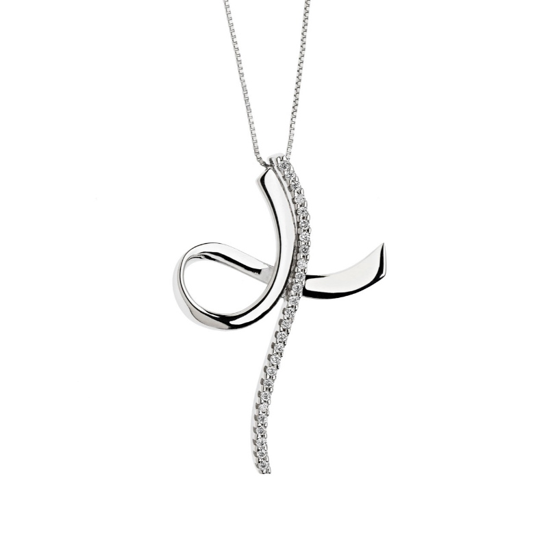 Κυρίες Simple Cross τύπου 925 Silver Viscose Stone Necklace China Ruifanbao Jewelry Factory