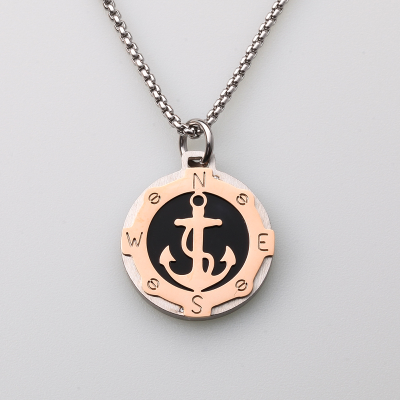 Ανδρικό κολιέ από ανοξείδωτο ατσάλι με πηδάλιο ασημένιο κολιέ ανδρικό κολιέ κατασκευασμένο στην Κίνα