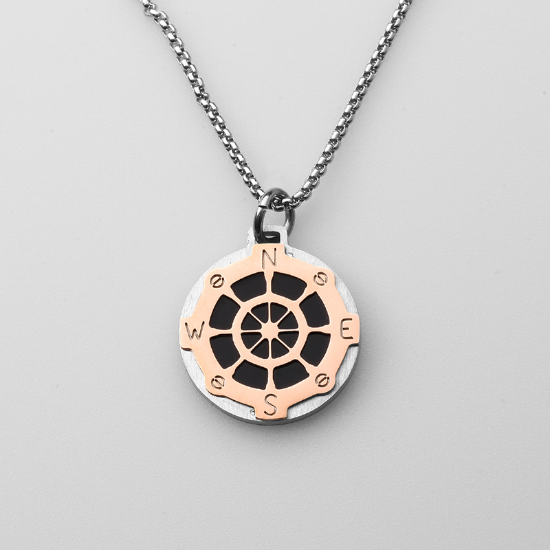 Ανδρικό κολιέ από ανοξείδωτο ατσάλι με πηδάλιο ασημένιο κολιέ ανδρικό κολιέ κατασκευασμένο στην Κίνα