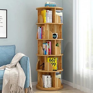 TMJ-2050 Προσαρμοσμένο Modern Home Wood White Revoving Storage Holders Racks Rotating Book Shelf