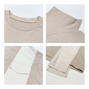 Χαλαρός σχεδιασμός Minimalist Round Collar στυλ Stized μανίκι style Casual Solid color βαμβακερό και λινό υπερμεγέθη προσαρμοσμένα 12660 T-shirt