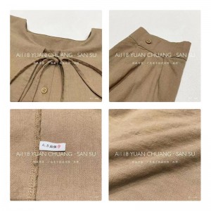 Χαλαρός σχεδιασμός Minimalist Stylist Casual Solid color Τυποποιημένο χρώμα βαμβακιού και λινό υπερμεγέθη προσαρμοσμένο 15608 Shirt Dresses