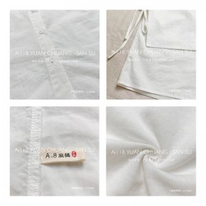 Χαλαρός σχεδιασμός Minimalist Round Collar στυλ Stized μανίκι style Casual Solid color βαμβακιού και λινών υπερμεγέθη προσαρμοσμένα 12638 False Drive 160