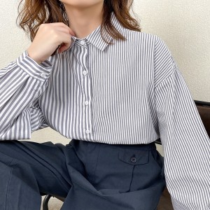 Χαλαρός σχεδιασμός Minimalist Stylish Τυχαίο συμπαγές χρώμα Striped ελεγμένη υπερμεγέθη κατά παραγγελία 17835 κατακόρυφο Striped Shirt