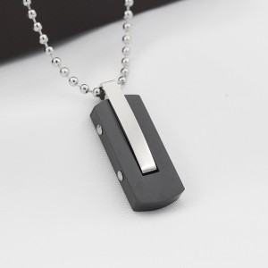 Χονδρικό κολιέ από ανοξείδωτο χάλυβα δίχρωμο μενταγιόν