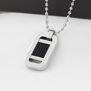 Χονδρικό κολιέ μενταγιόν από ανοξείδωτο χάλυβα δίχρωμο μαύρο Stee σύρμα