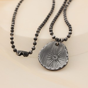 Αντίκα μαύρο κολιέ Λαμπερό αστέρι μενταγιόν από ανοξείδωτο ατσάλι στρογγυλό κολιέ