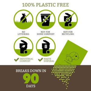 Πλαστικές τσάντες Poop μίας χρήσης μίας χρήσης Poop Biodegradable καλαμπόκι άμυλο Poop σκουπίδια Τσάντες απορριμμάτων