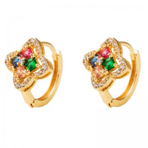 Ευρωπαϊκή και αμερικανική μόδα ρετρό επιθυμία aliexpress νέα χαλκό-επιχρυσωμένα χρυσά λουλούδια σκουλαρίκια με χρωματιστά σκουλαρίκ...