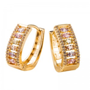 Dongdaemun σκουλαρίκια, θηλυκά λαϊκά σκουλαρίκια ιδιοσυγκρασίας, χαλκό ένθετο ζιργκόν και ηλεκτρολυμένο χρυσό γαλλικά σκουλαρίκια