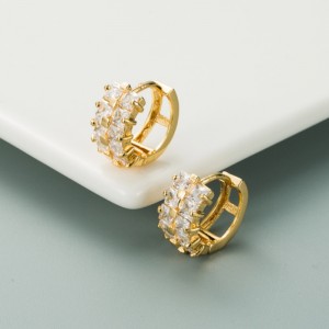 Σειρά ουράνιου τόξου Ευρωπαϊκή και αμερικανική προσωπικότητα Σκουλαρίκια προσωπικότητας Χαλκός χρυσή μικρο-ένθετο χρώμα διπλή...