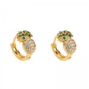 Ανοιξιάτικα και θερινά νέα ευρωπαϊκά και αμερικανικά διασυνοριακά σκουλαρίκια ανανά με σχήμα θηλυκού χαλκού μικροσκοπικού ζιρκ...