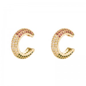 ins ευρωπαϊκά και αμερικανικά σκουλαρίκια με χρυσό ορείχαλκο με χρώματα ζιργκόν σκουλαρίκια hip-hop άνδρες και γυναίκες χωρίς τρυπημ...