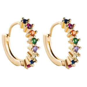 Σκουλαρίκια Ευρωπαϊκές και αμερικανικές διασυνοριακές πηγές ένθετο πολύχρωμο ζιργκόν γεωμετρικά στρογγυλά σκουλαρίκια hip hop χα...