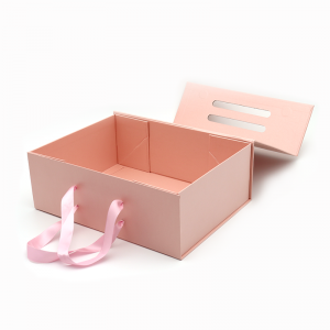 Προσαρμοσμένο λογότυπο τυπωμένο πτυσσόμενο χαρτί επίπεδη συσκευασία καλλυντικά δώρο συσκευασία ροζ μαγνητικά κουτιά με λαβή