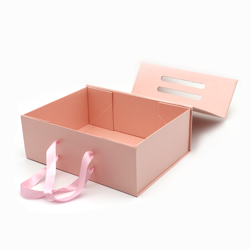 Προσαρμοσμένο λογότυπο τυπωμένο πτυσσόμενο χαρτί επίπεδη συσκευασία καλλυντικά δώρο συσκευασία ροζ μαγνητικά κουτιά με λαβή