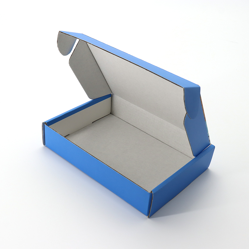 Tuck συνδρομητική συσκευασία παπουτσιών Εκτύπωση χρωματισμένο κυματοειδές χαρτί αποστολή μπλε προσαρμοσμένο λογότυπο Mailer Box