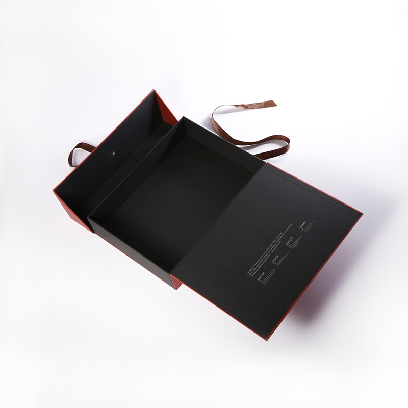 Προσαρμοσμένο κομψό πολυτελές τετράγωνο κόκκινο μαγνητικό χαρτί διπλό στρώμα ανοιχτό κουτιά συσκευασίας δώρου με κορδέλα