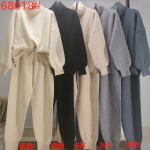 Casual τάση μόδας ευέλικτη πλεκτά υψηλό λαιμό δύο κομμάτι κοστούμι 68018#