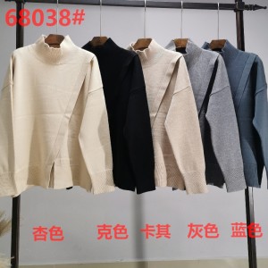 Μοντέρνα τάση casual joker Ίδρυμα υψηλό λαιμό knit split single top 68038#