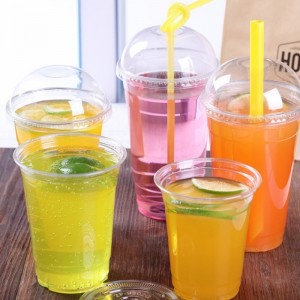 Βιοαποικοδομήσιμο PLA διαυγές πλαστικό φλιτζάνι με καπάκι