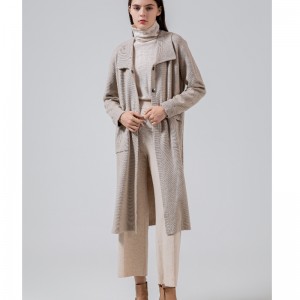 Μοντέρνο Casual Knit Long Cardigan με πτερύγια από μαλλί 69035#