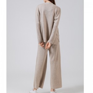 Μοντέρνο περιστασιακό απλό μαλλί πουλόβερ δύο κομμάτι μικρό cardigan σύνολο 69059#