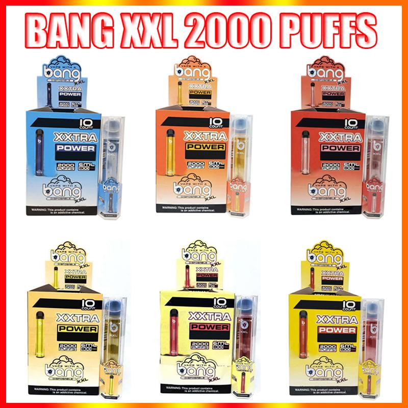 Bang xxl μίας χρήσης στυλό vape ηλεκτρονική συσκευή τσιγάρων 800mAh μπαταρία 6ml pods κενές αρχικές ατμόσφαιρες 2000 κιτ κιτ χονδρικής