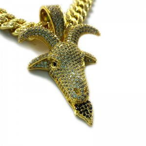 Zircon στερεά ελάφια κεφάλι hip hop κολιέ hip hop