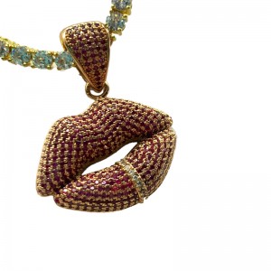 Sexy κόκκινο χείλος ένθετο κολιέ