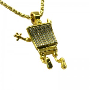 Inlaid zircon spongebob hip hop κολιέ