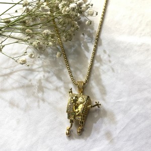 Inlaid zircon spongebob hip hop κολιέ