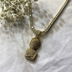 Zircon στερεό εκρηκτικό κορίτσι κεφάλι hip hop κρεμαστό κόσμημα