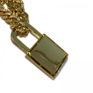Brass Mens Copper Key Kidant παγωμένο από κυβικό ζιργκόν Diamond λουκέτο κολιέ κλειδαριά