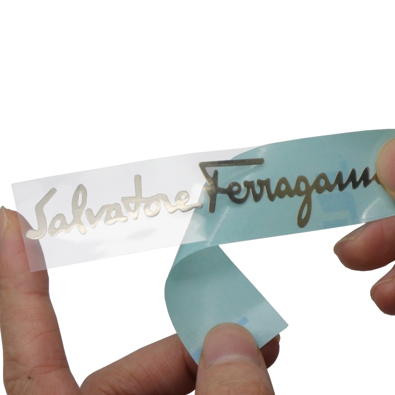 Υψηλής ποιότητας Προσαρμοσμένη μάρκα 3D ανάγλυφο λογότυπο Ηλεκτρομαγόριο γυαλιστερό βουρτσισμένο ασημένιο μεταλλικό λεπτό αυτοκόλλητο νικελίου