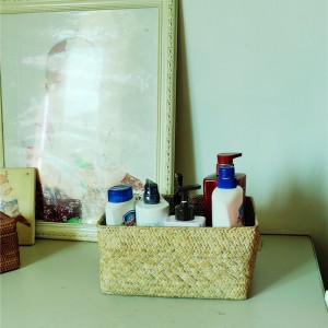 Χειροποίητο τετράγωνο καλάθι Seagrass