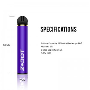 1500 Puffs διαθέσιμο ηλεκτρονικό τσιγάρο
