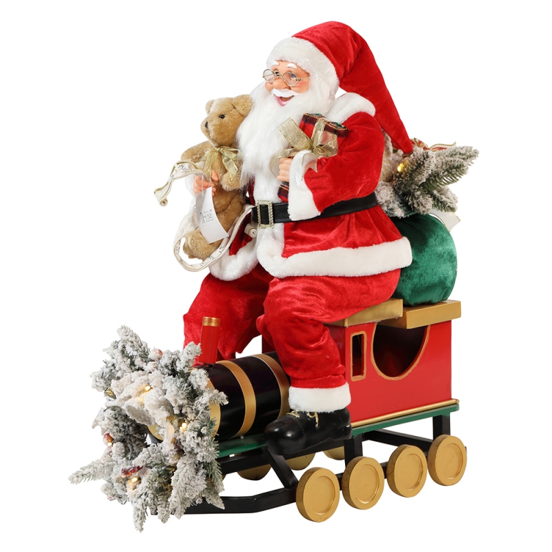 60/90cm Χριστουγεννιάτικο τρένο Άγιος Βασίλης με φωτισμό στολίδι διακόσμηση φεστιβάλ διακοπών ειδώλιο συλλογή παραδοσιακά Χριστούγεννα