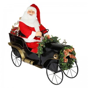 150cm συνεδρίαση έλκηθρο Santa Claus με φωτισμό στολίδι Χριστουγεννιάτικη διακόσμηση Παραδοσιακή συλλογή ειδώλου διακοπών