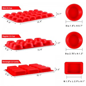 Στρογγυλό ορθογώνιο σιλικόνης muffin καλούπια, προμήθειες ψησίματος