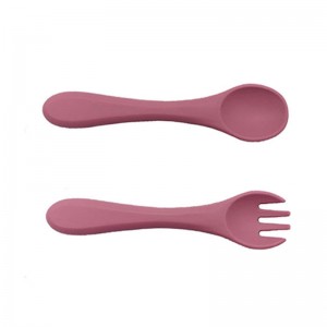 Κουτάλι σιλικόνης και πιρούνι για τη σίτιση Bady, τα κουτάλια βρέφη πρώτου σταδίου