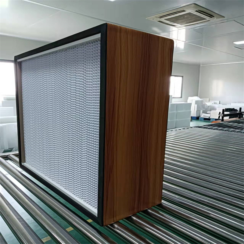 Ξύλινο πλαίσιο Προσαρμοσμένο καθαρό δωμάτιο Βαθιά πτερύγιο HVAC HEPA Φίλτρο πάνελ με σταθερή ταχύτητα αέρα