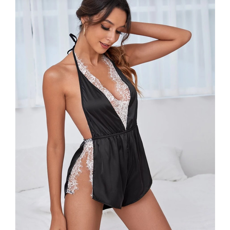 Γυναίκες Sexy Lingerie Sheer See-Through Mesh Σέξι Lace Pajamas Nightdress Ομοιογενής πειρασμός νυχτικά