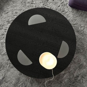 Ιταλικό σχέδιο ανοξείδωτο χάλυβα πόδι μεγάλο πολυτελές μαύρο γυαλί στρογγυλό τραπέζι καφέ μοντέρνο για έπιπλα σαλονιού