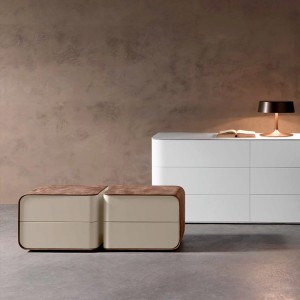 καφέ δερμάτινο νυχτερινό περίπτερο μίνι μικρό μοντέρνο πολυτελές στρογγυλό κομοδίνο