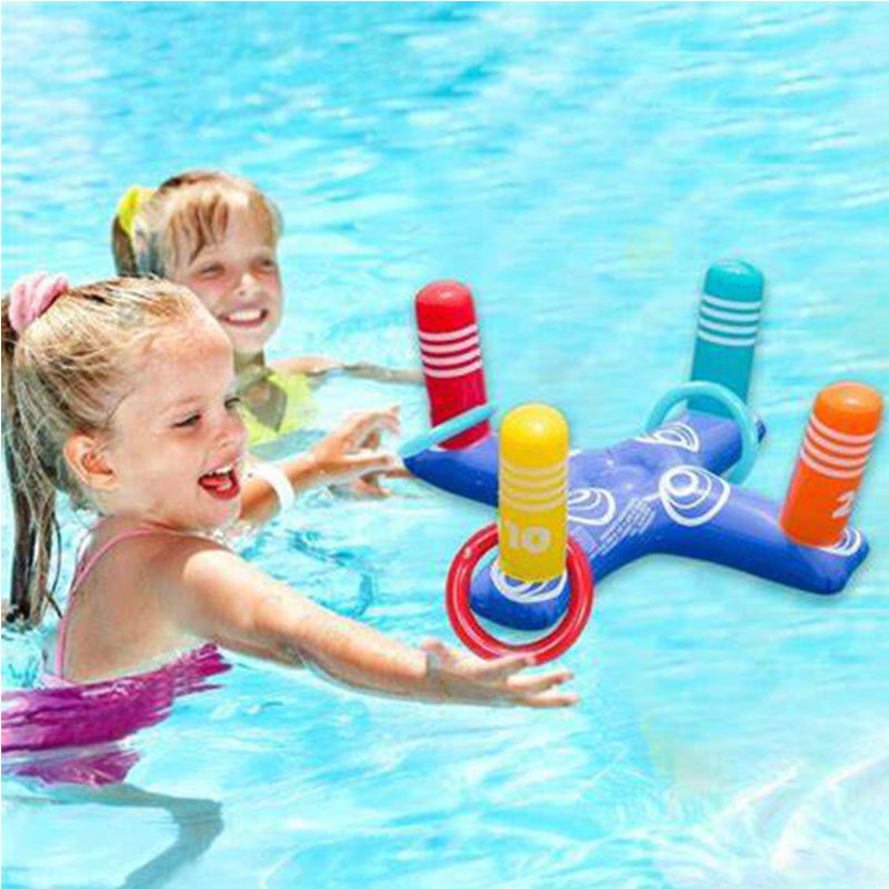 Πλωτό δακτύλιο κολύμβησης ρίχνει σετ νερού σετ, φουσκωτό παιχνίδι δακτυλίου, παιδιά ενήλικες εσωτερικές υπαίθριες παιχνιδιών πάρτι